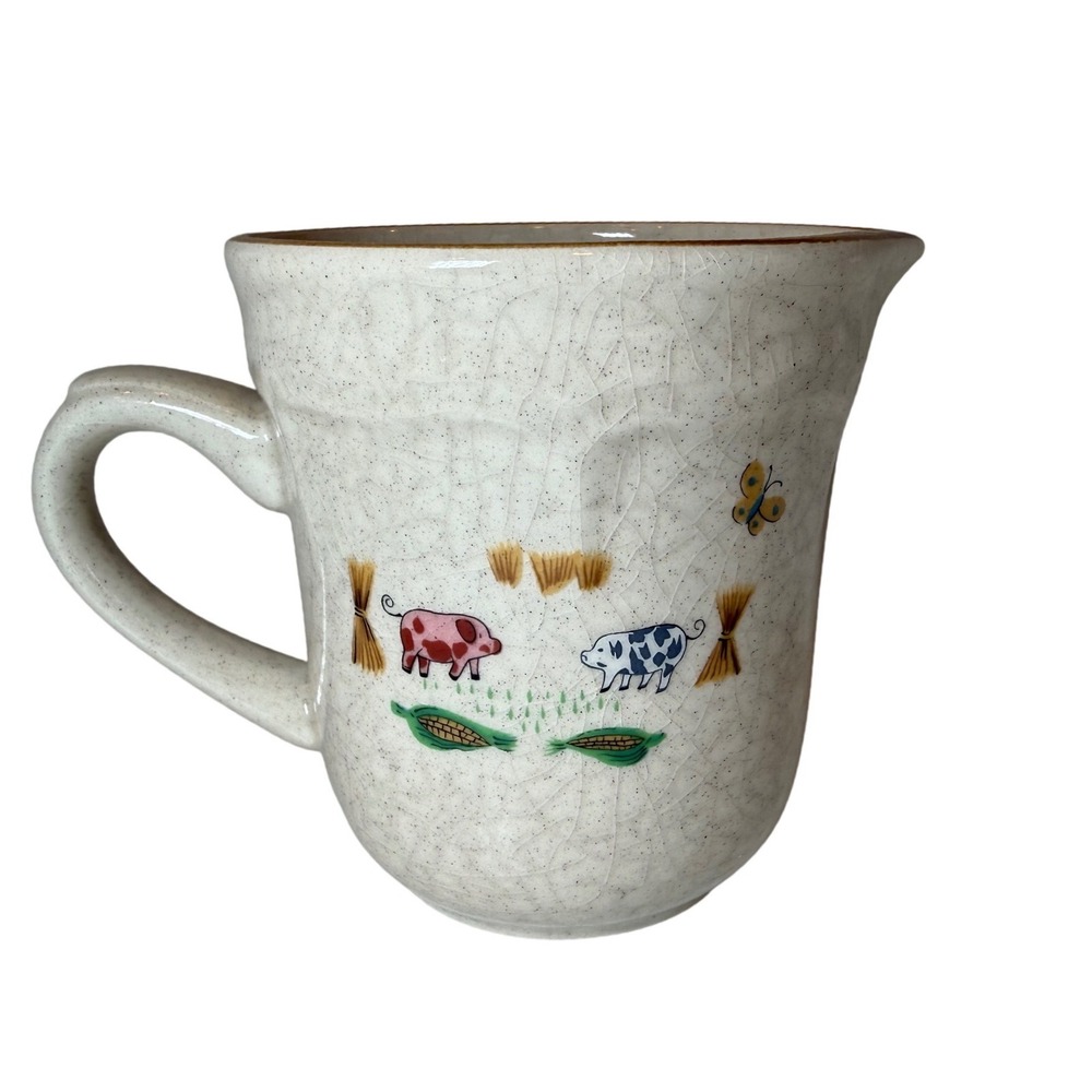 International China Heartland Stoneware Creamer Pitcher Farm Folk Art Japan Vtg